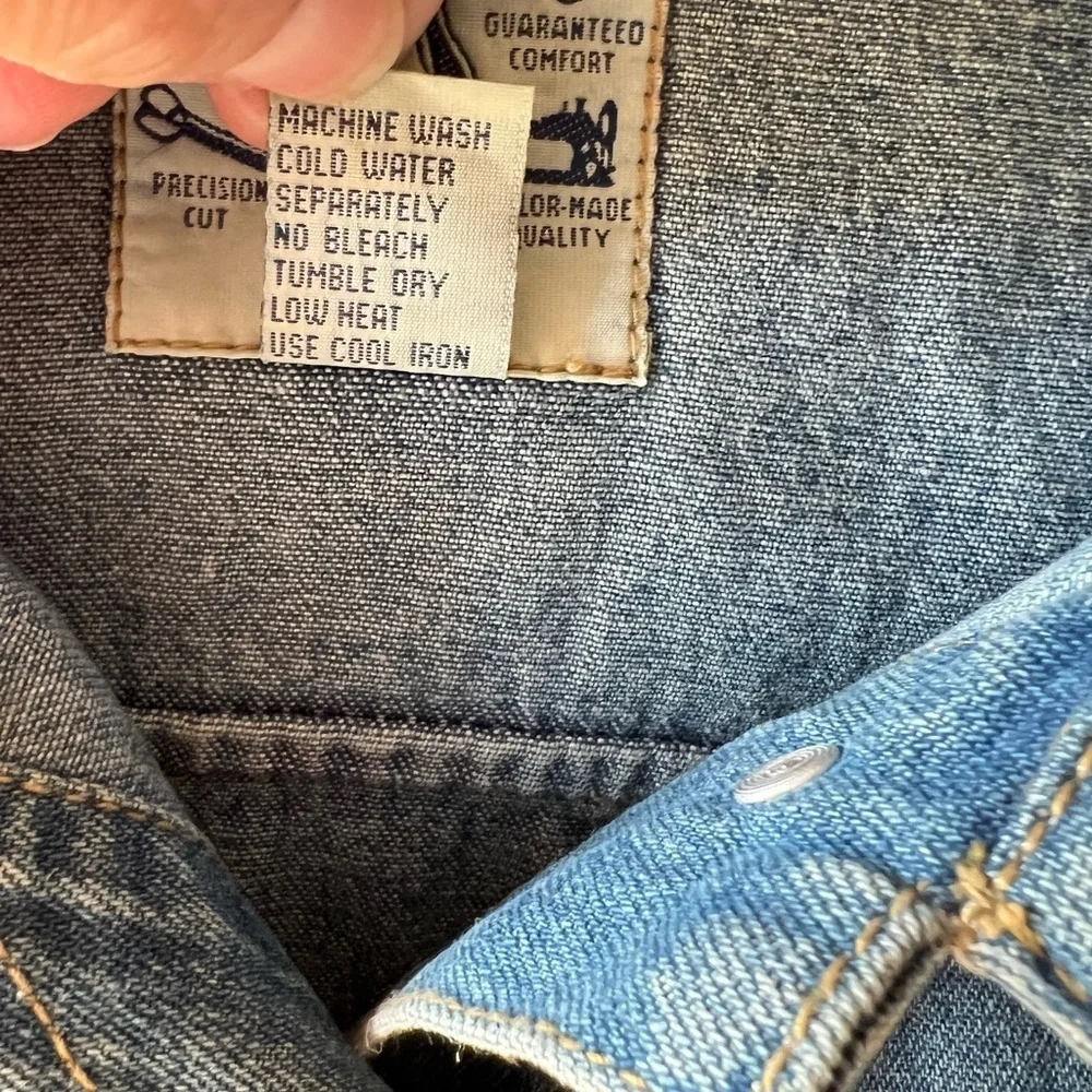 Vintage StudioWear Blue Denim Button Front Vest Cropped EUC L #1284